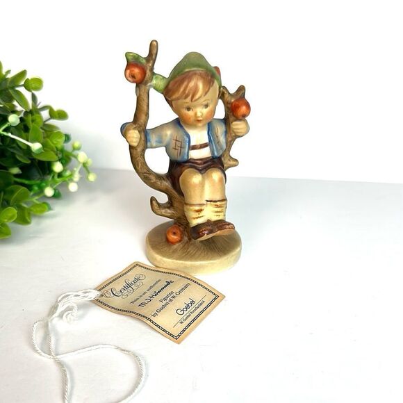 Vintage Goebel Hummel Apple Tree Boy 142 3/0 Porcelain Figurine 4" West Germany - Picture 1 of 9